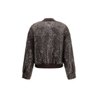 Brunello Cucinelli Brown Silk Bomber