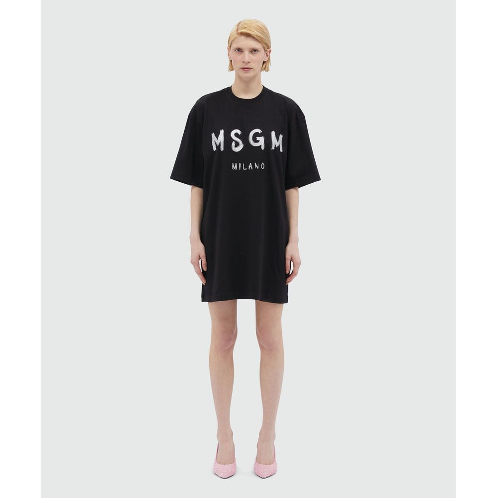 MSGM Black Cotton Casual Dress