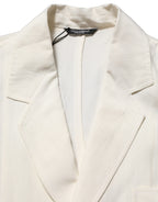Dolce & Gabbana Off White Flax Single Breasted Blazer Jacket