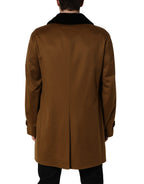Dolce & Gabbana Brown Cashmere Mink Fur Men Overcoat Jacket
