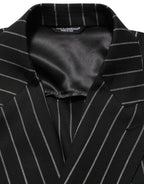 Dolce & Gabbana Black Stripes Wool Double Breasted Jacket