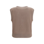 Brunello Cucinelli Beige Cashmere Sleeveles Sweater