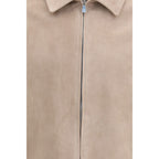 Brunello Cucinelli Beige Calf Leather Bos Taurus Leather Jacket