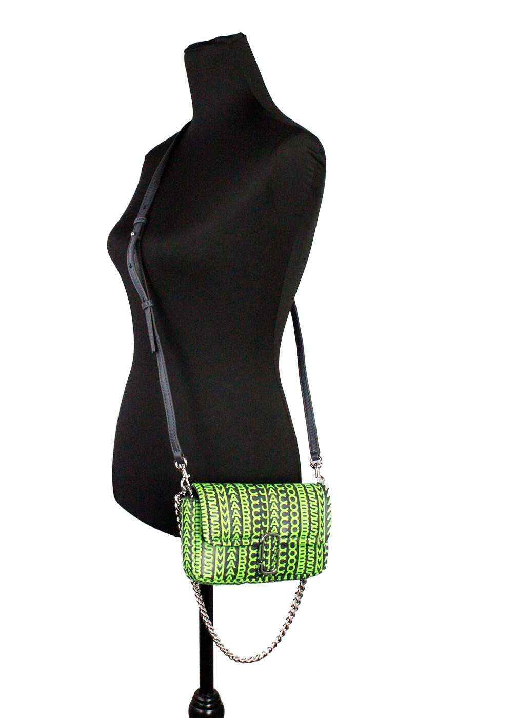 Marc Jacobs Neon Green The Monogram Leather J Marc Mini Shoulder Bag Crossbody