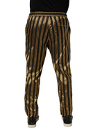 Dolce & Gabbana Gold Black Stripe Satin Tapered Leg Men Pants