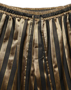 Dolce & Gabbana Gold Black Stripe Satin Tapered Leg Men Pants