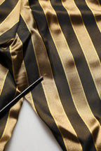 Dolce & Gabbana Gold Black Stripe Satin Tapered Leg Men Pants