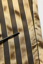 Dolce & Gabbana Gold Black Stripes Satin Tapered Leg Pants