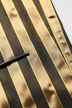 Dolce & Gabbana Gold Black Stripes Satin Tapered Leg Pants
