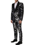 Dolce & Gabbana Black Jacquard Slim Fit Formal 3 Piece Suit