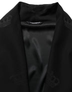 Dolce & Gabbana Black 100% Silk Robe Men Wrap Coat Jacket