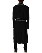Dolce & Gabbana Black 100% Silk Robe Men Wrap Coat Jacket