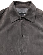 Dolce & Gabbana Gray Suede Long Sleeves Button Down Shirt