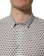 Dolce & Gabbana White Logo GOLD Long Sleeves Dress Shirt