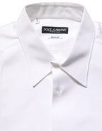Dolce & Gabbana White GOLD Long Sleeves Bib Men Dress Shirt