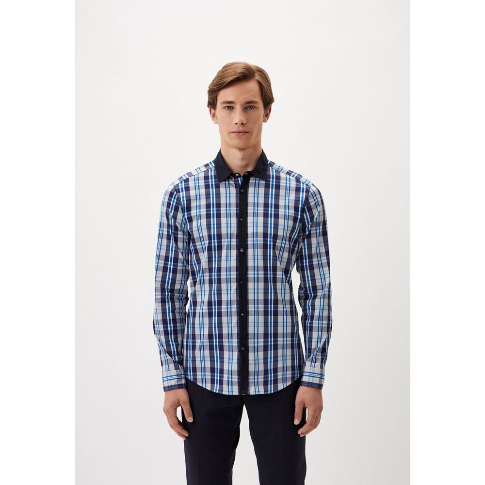 Bikkembergs Navy Blue Cotton Pattern Shirt