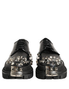 Dolce & Gabbana Black Leather Studded Hi-Trekking Derby Shoes