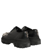 Dolce & Gabbana Black Leather Studded Hi-Trekking Derby Shoes