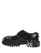 Dolce & Gabbana Black Leather Studded Hi-Trekking Derby Shoes