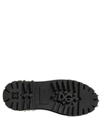 Dolce & Gabbana Black Leather Studded Hi-Trekking Derby Shoes