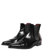 Dolce & Gabbana Black Chelsea Slip On Men Ankle Boots Shoes