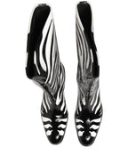 Dolce & Gabbana Black White Zebra Knee High Men Boots Shoes