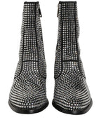 Dolce & Gabbana Black Crystal Embellished Ankle Boots Shoes