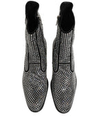 Dolce & Gabbana Black Crystal Embellished Ankle Boots Shoes