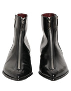 Dolce & Gabbana Black Leather Zipper Mid Calf Men Boots Shoes