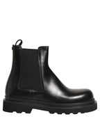 Dolce & Gabbana Black Chelsea Boots Leather Slip On Men Shoes