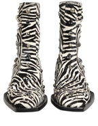 Dolce & Gabbana Black White Zebra Embellished Boots Shoes