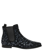 Dolce & Gabbana Black Embellished Chelsea Ankle Boots Shoes
