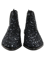 Dolce & Gabbana Black Embellished Chelsea Ankle Boots Shoes