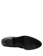 Dolce & Gabbana Black Leather Chelsea Mid Calf Boots Shoes