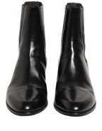 Dolce & Gabbana Black Leather Chelsea Mid Calf Boots Shoes