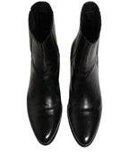 Dolce & Gabbana Black Leather Chelsea Mid Calf Boots Shoes