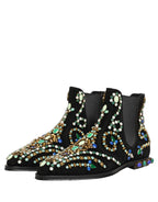 Dolce & Gabbana Black Embellished Chelsea Ankle Boots Shoes