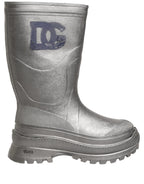 Dolce & Gabbana Metallic Silver Pull On Rain Boots Men Shoes