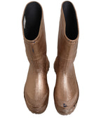 Dolce & Gabbana Rose Gold PVC Pull On Rain Boots Men Shoes