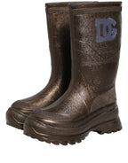 Dolce & Gabbana Bronze PVC Pull On Rain Boots Men Shoes