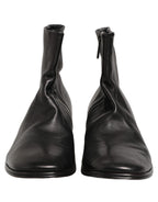 Dolce & Gabbana Black Leather Logo Short Ankle Boots Shoes