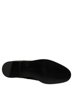 Dolce & Gabbana Black Leather Logo Buckle Mid Calf Boots Shoes