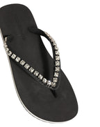 Dolce & Gabbana Black Embellished Rubber Flip Flops Men Shoes