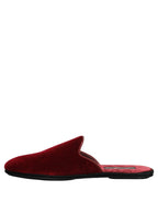 Dolce & Gabbana Red Suede Slides Flat Slipper Men Shoes
