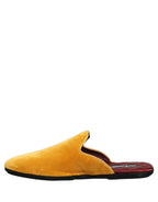 Dolce & Gabbana Yellow Suede Slides Flat Slipper Men Shoes