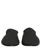 Dolce & Gabbana Black Suede Slides Flat Slipper Men Shoes