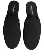 Dolce & Gabbana Black Suede Slides Flat Slipper Men Shoes