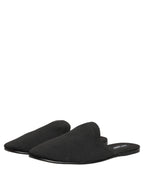 Dolce & Gabbana Black Suede Slides Flat Slipper Men Shoes