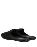 Dolce & Gabbana Black Suede Slides Flat Slipper Men Shoes