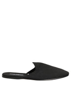 Dolce & Gabbana Black Suede Slides Flat Slipper Men Shoes